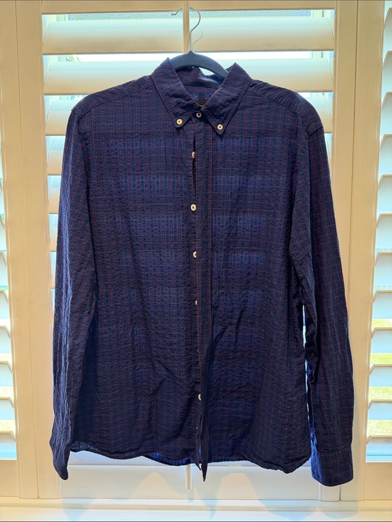 Massimo Dutti Other - Massimo Dutti Navy Blue Shirt with Red Windowpane